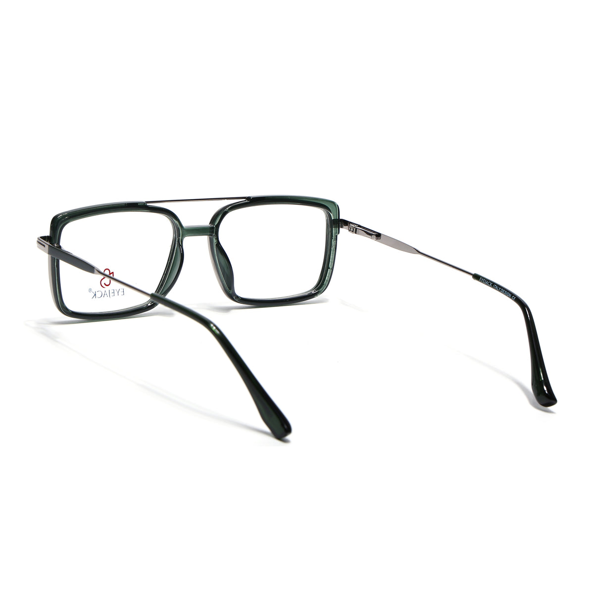Eyejack Skyline Silver & Green Rectangle Eyeglasses for Men & Women (170205FCL2015-C4)