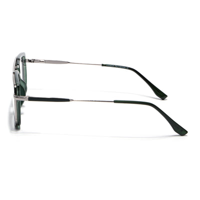 Eyejack Skyline Silver & Green Rectangle Eyeglasses for Men & Women (170205FCL2015-C4)