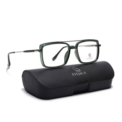 Eyejack Skyline Silver & Green Rectangle Eyeglasses for Men & Women (170205FCL2015-C4)