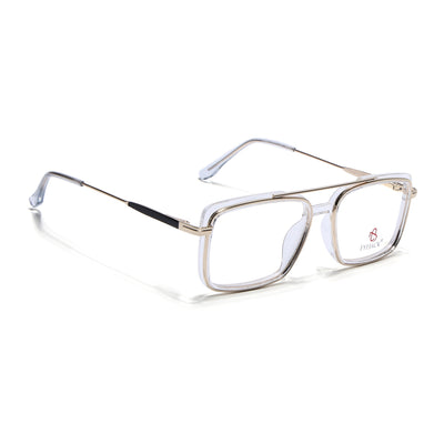 Eyejack Skyline Golden & Transparent Rectangle Eyeglasses for Men & Women (170205FCL2016-C5)