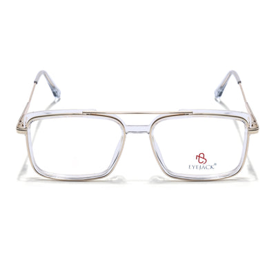 Eyejack Skyline Golden & Transparent Rectangle Eyeglasses for Men & Women (170205FCL2016-C5)