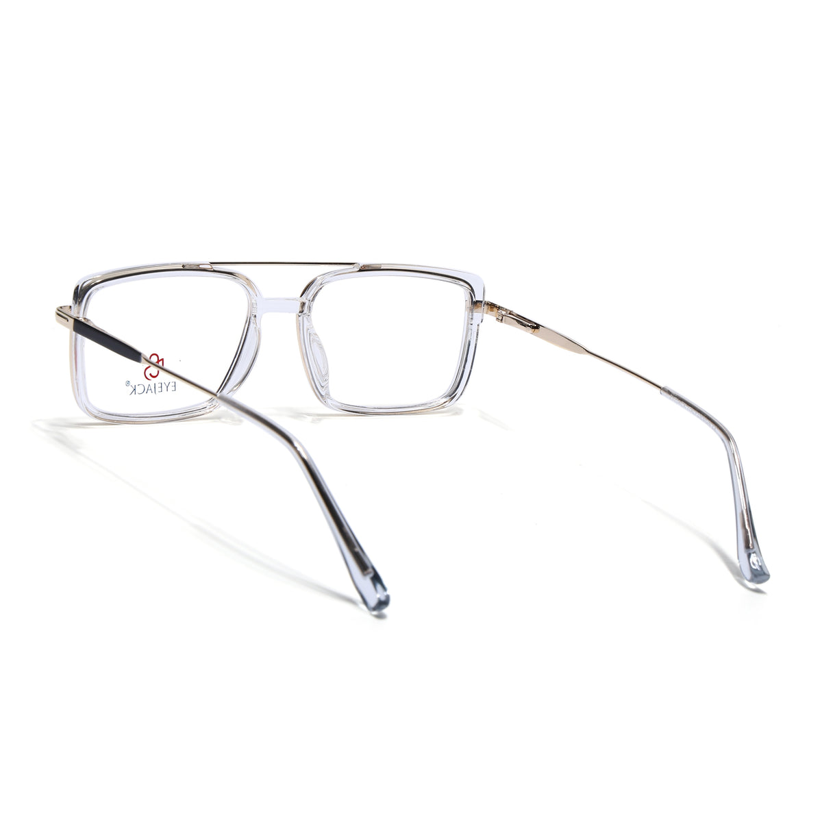 Eyejack Skyline Golden & Transparent Rectangle Eyeglasses for Men & Women (170205FCL2016-C5)