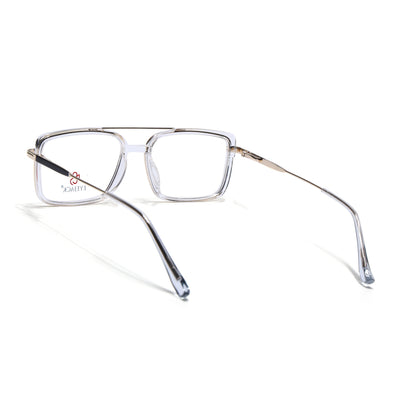Eyejack Skyline Golden & Transparent Rectangle Eyeglasses for Men & Women (170205FCL2016-C5)
