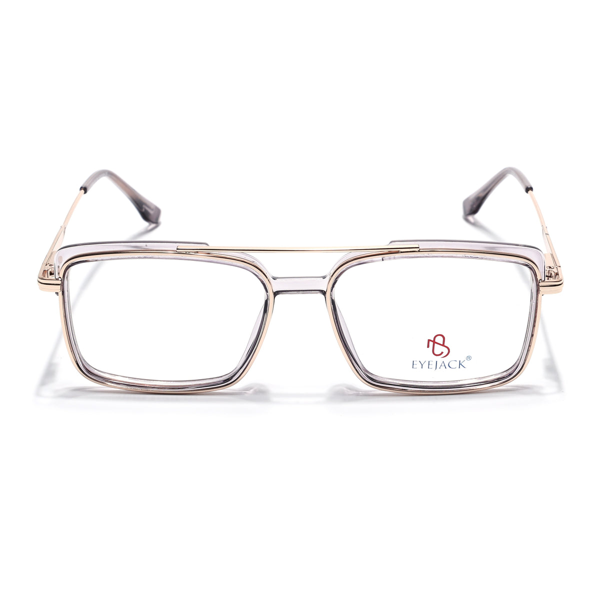 Eyejack Skyline Golden & Grey Rectangle Eyeglasses for Men & Women (170205FCL2017-C6)
