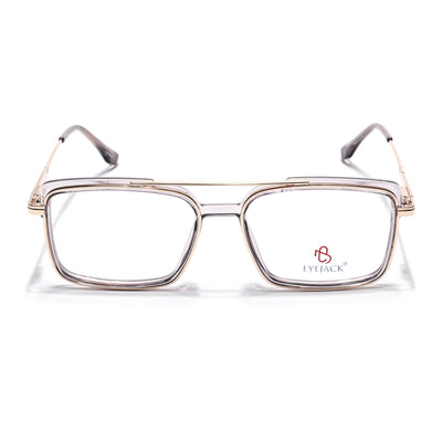 Eyejack Skyline Golden & Grey Rectangle Eyeglasses for Men & Women (170205FCL2017-C6)