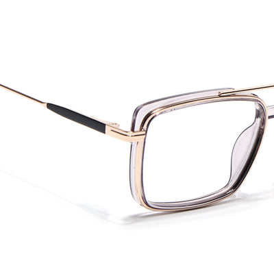 Eyejack Skyline Golden & Grey Rectangle Eyeglasses for Men & Women (170205FCL2017-C6)