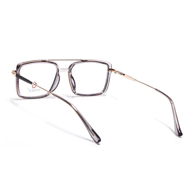 Eyejack Skyline Golden & Grey Rectangle Eyeglasses for Men & Women (170205FCL2017-C6)