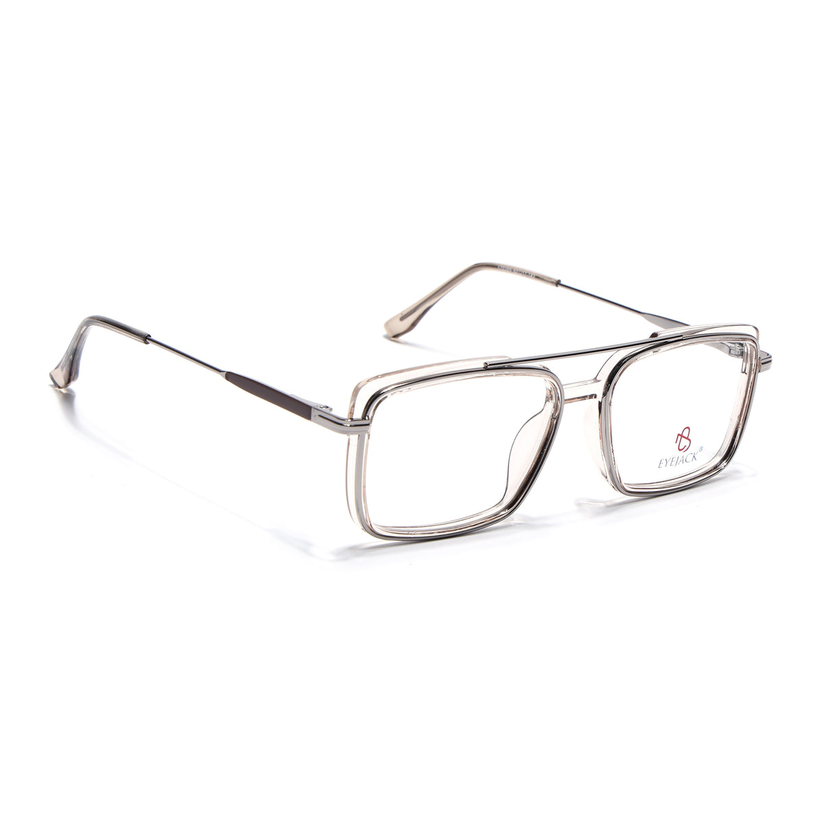Eyejack Skyline Silver & Transparent Rectangle Eyeglasses for Men & Women (170205FCL2018-C7)