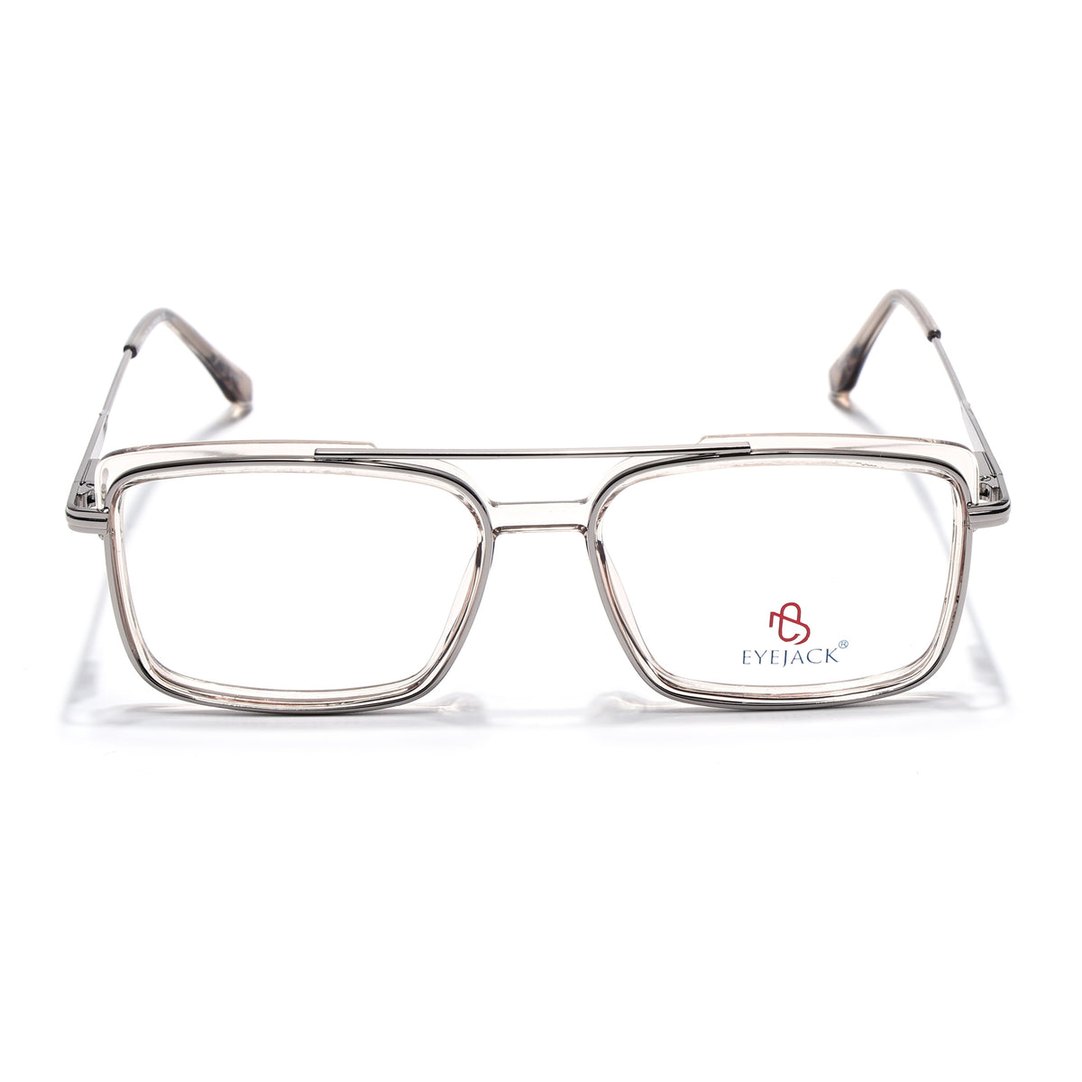 Eyejack Skyline Silver & Transparent Rectangle Eyeglasses for Men & Women (170205FCL2018-C7)