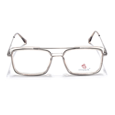 Eyejack Skyline Silver & Transparent Rectangle Eyeglasses for Men & Women (170205FCL2018-C7)