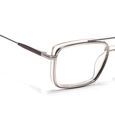 Eyejack Skyline Silver & Transparent Rectangle Eyeglasses for Men & Women (170205FCL2018-C7)