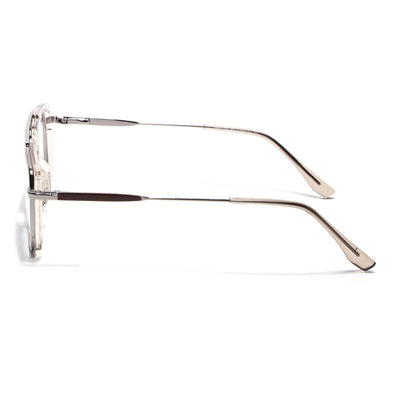 Eyejack Skyline Silver & Transparent Rectangle Eyeglasses for Men & Women (170205FCL2018-C7)