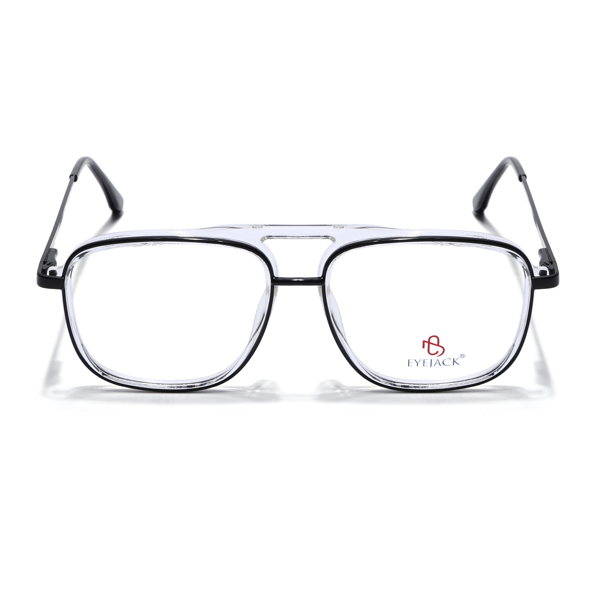 Eyejack Skyline Black & Transparent Wayfarer Eyeglasses for Men & Women (170206FCL2019-C1)
