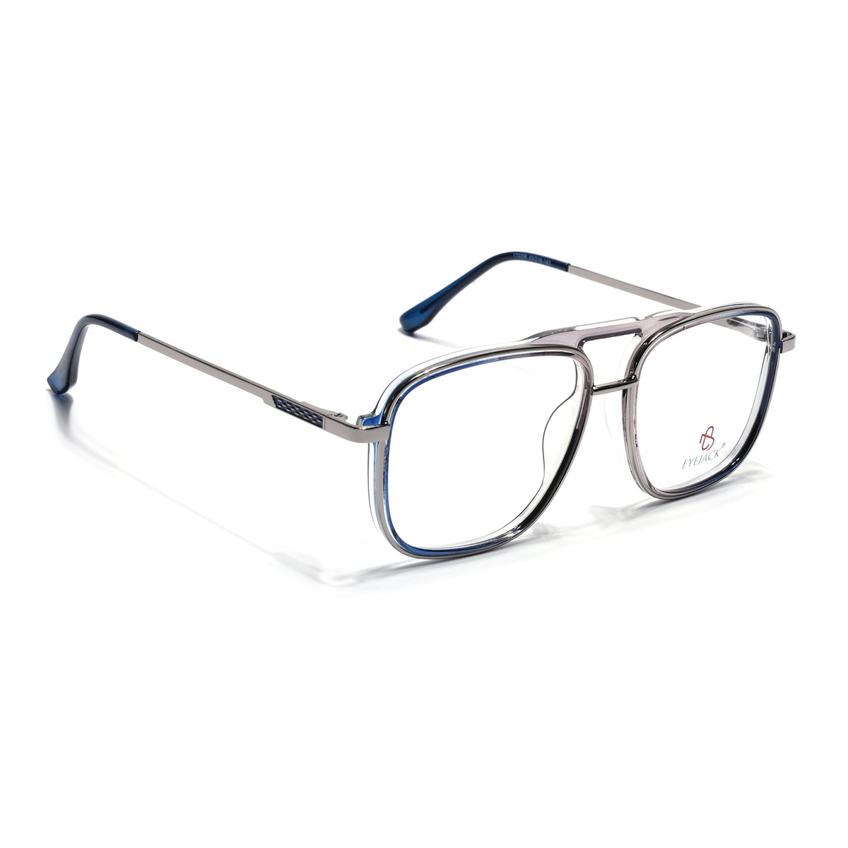 Eyejack Skyline Silver & Blue Wayfarer Eyeglasses for Men & Women (170206FCL2020-C2)