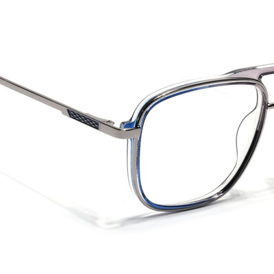 Eyejack Skyline Silver & Blue Wayfarer Eyeglasses for Men & Women (170206FCL2020-C2)