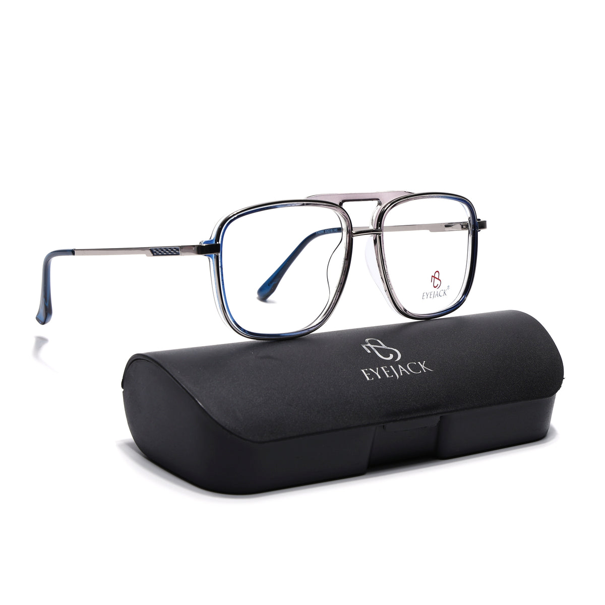 Eyejack Skyline Silver & Blue Wayfarer Eyeglasses for Men & Women (170206FCL2020-C2)