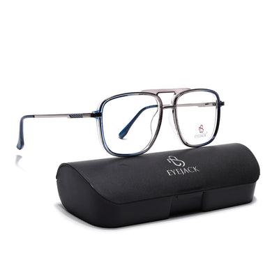 Eyejack Skyline Silver & Blue Wayfarer Eyeglasses for Men & Women (170206FCL2020-C2)