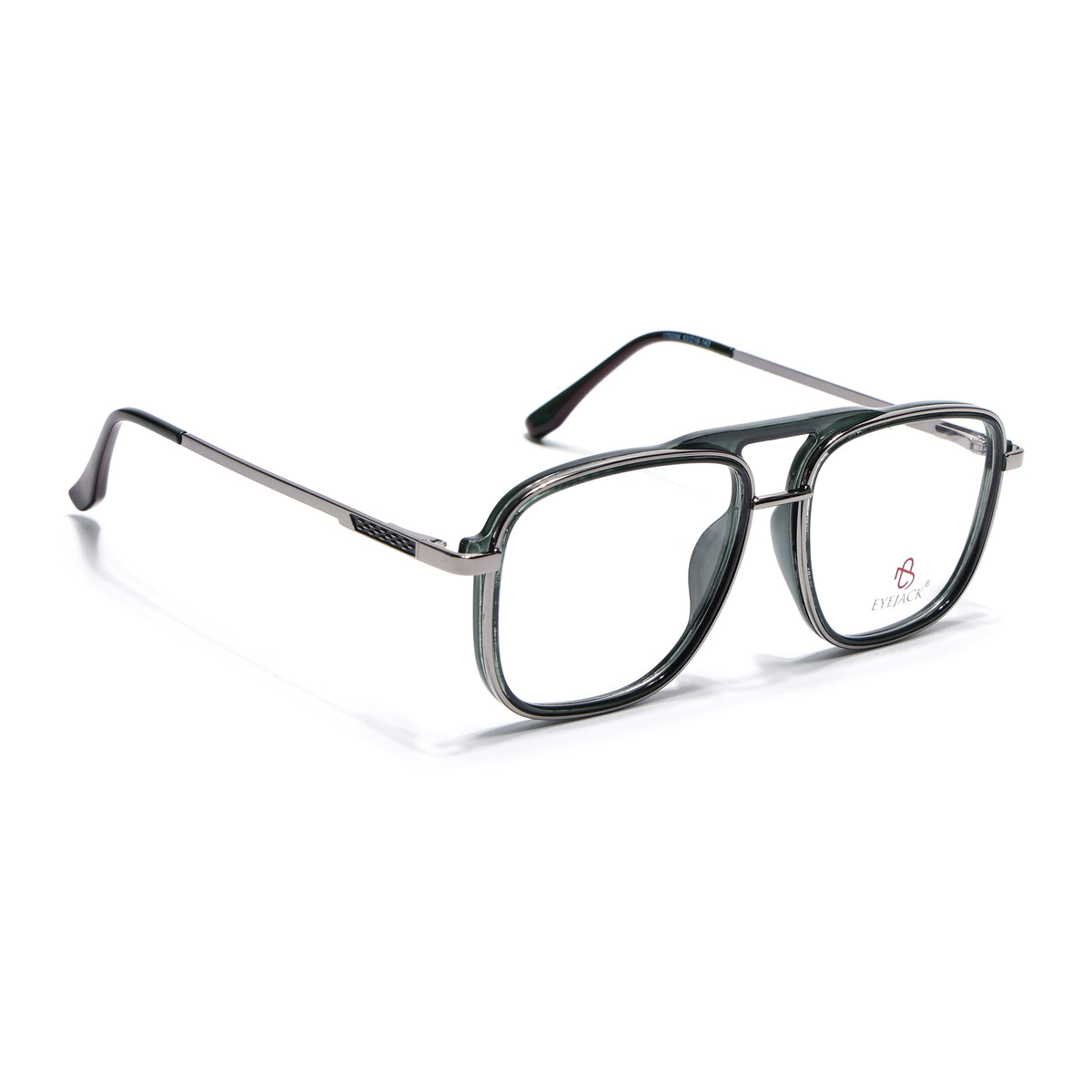 Eyejack Skyline Silver & Green Wayfarer Eyeglasses for Men & Women (170206FCL2021-C3)