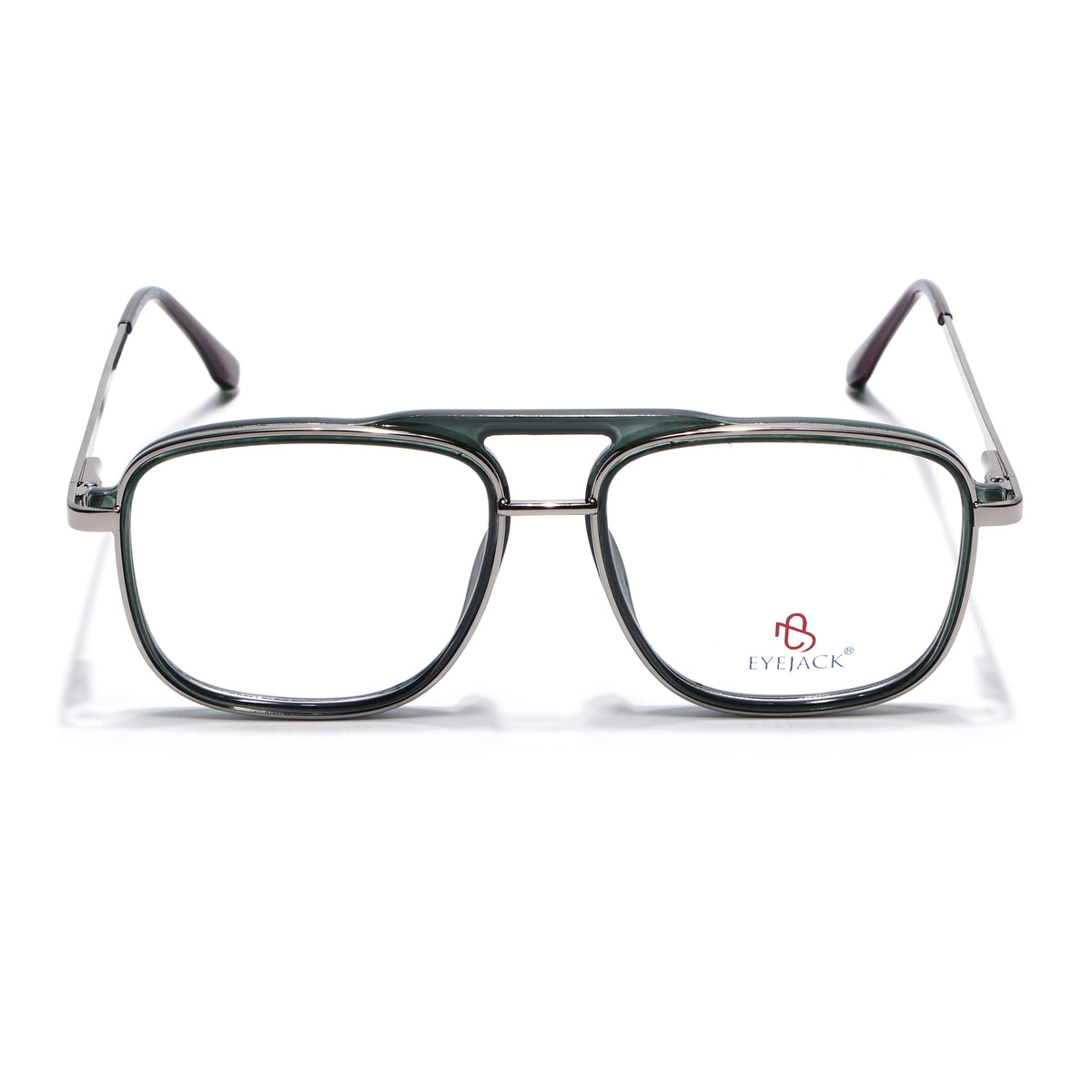 Eyejack Skyline Silver & Green Wayfarer Eyeglasses for Men & Women (170206FCL2021-C3)