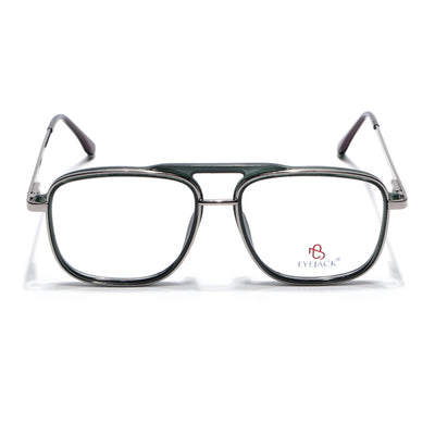 Eyejack Skyline Silver & Green Wayfarer Eyeglasses for Men & Women (170206FCL2021-C3)