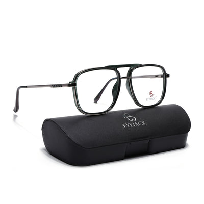 Eyejack Skyline Silver & Green Wayfarer Eyeglasses for Men & Women (170206FCL2021-C3)