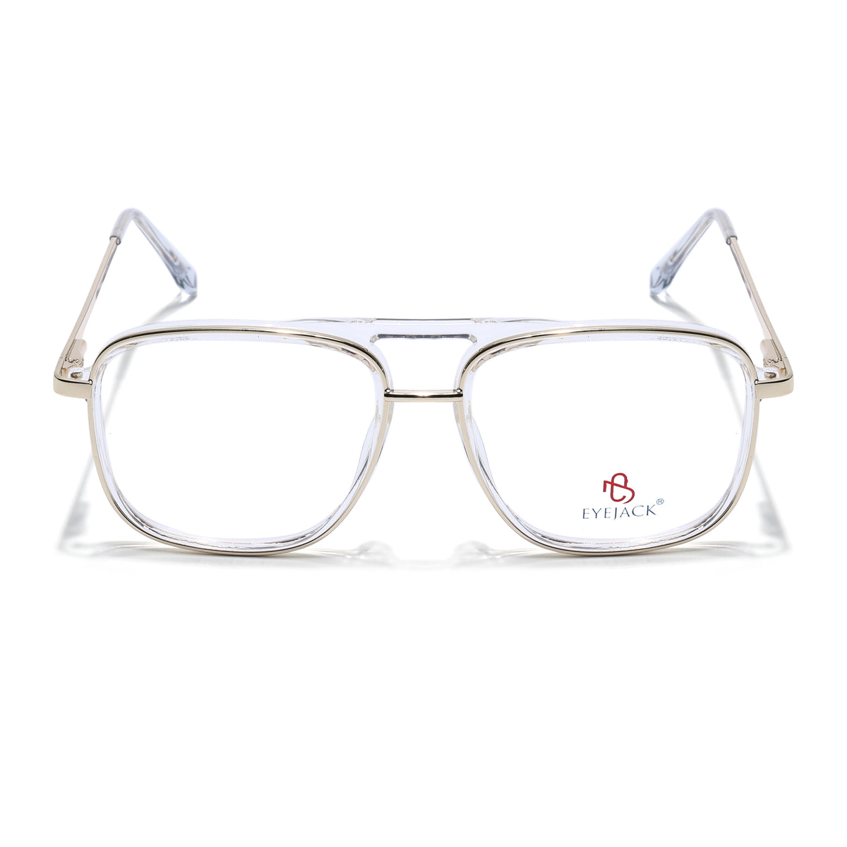 Eyejack Skyline Golden & Transparent Wayfarer Eyeglasses for Men & Women (170206FCL2022-C4)