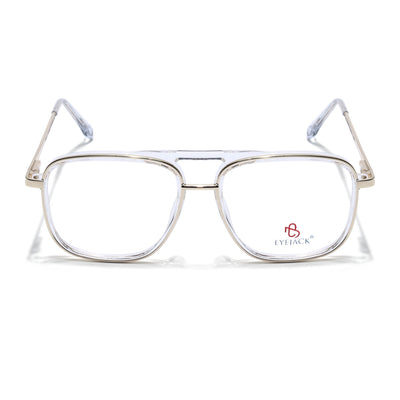 Eyejack Skyline Golden & Transparent Wayfarer Eyeglasses for Men & Women (170206FCL2022-C4)