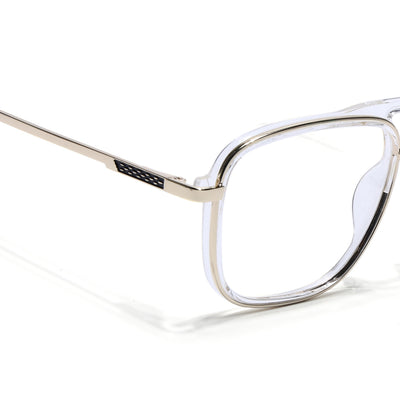 Eyejack Skyline Golden & Transparent Wayfarer Eyeglasses for Men & Women (170206FCL2022-C4)