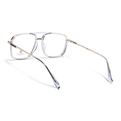 Eyejack Skyline Golden & Transparent Wayfarer Eyeglasses for Men & Women (170206FCL2022-C4)