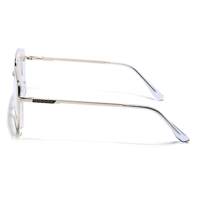 Eyejack Skyline Golden & Transparent Wayfarer Eyeglasses for Men & Women (170206FCL2022-C4)