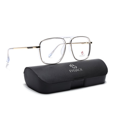 Eyejack Skyline Golden & Transparent Wayfarer Eyeglasses for Men & Women (170206FCL2022-C4)