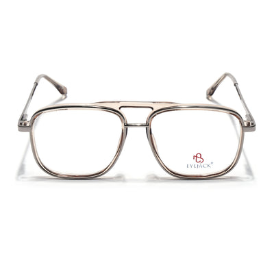 Eyejack Skyline Silver & Transparent Wayfarer Eyeglasses for Men & Women (170206FCL2024-C6)