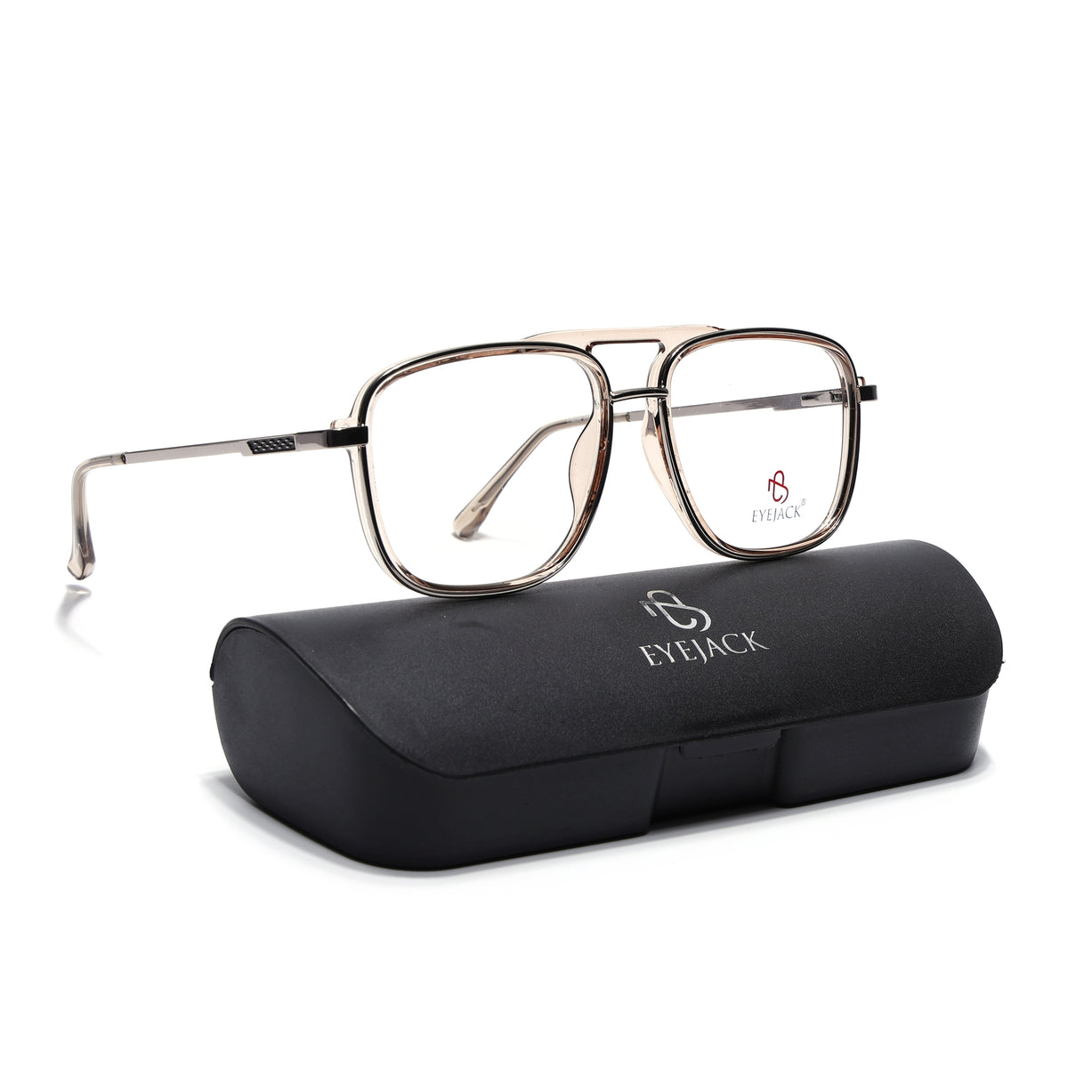 Eyejack Skyline Silver & Transparent Wayfarer Eyeglasses for Men & Women (170206FCL2024-C6)