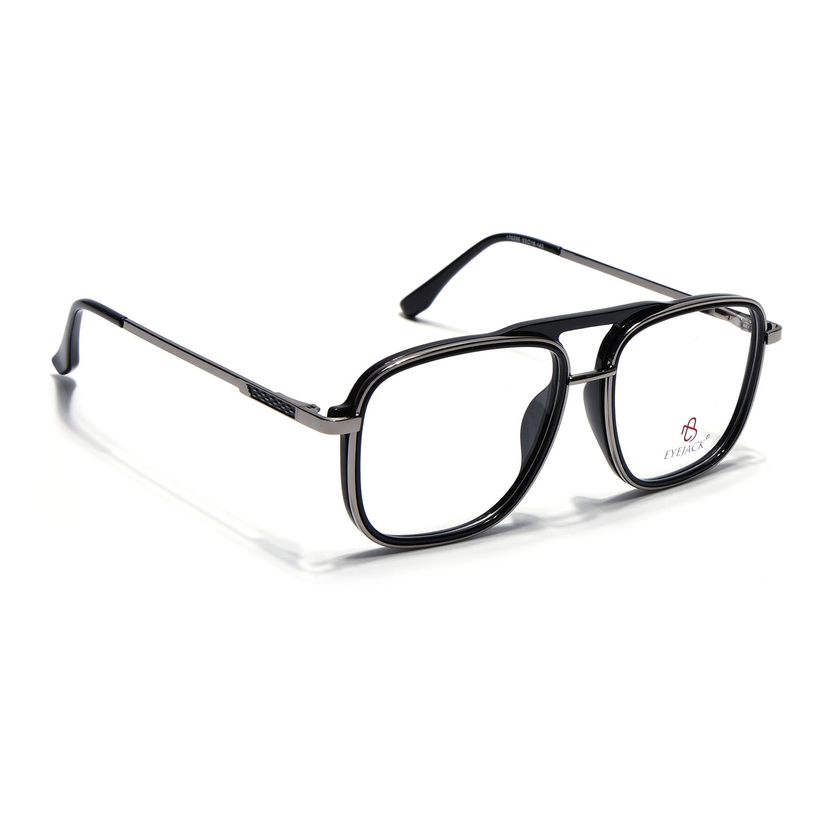 Eyejack Skyline Black & Silver Wayfarer Eyeglasses for Men & Women (170206FCL2119-C7)