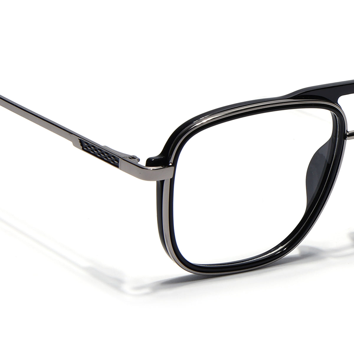 Eyejack Skyline Black & Silver Wayfarer Eyeglasses for Men & Women (170206FCL2119-C7)