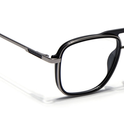 Eyejack Skyline Black & Silver Wayfarer Eyeglasses for Men & Women (170206FCL2119-C7)