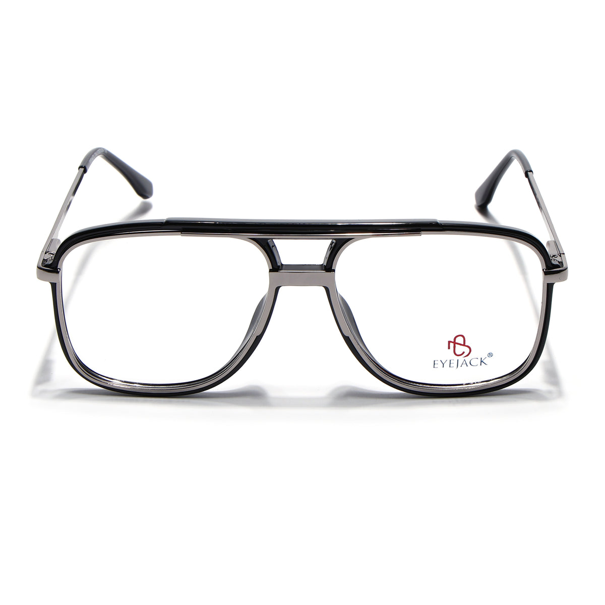 Eyejack Skyline Black & Silver Wayfarer Eyeglasses for Men & Women (170207FCL2025-C1)