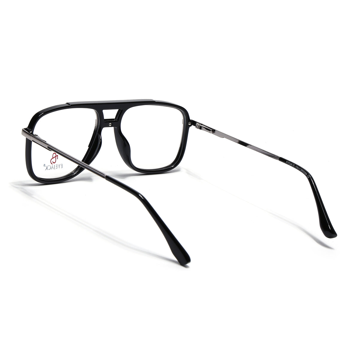 Eyejack Skyline Black & Silver Wayfarer Eyeglasses for Men & Women (170207FCL2025-C1)