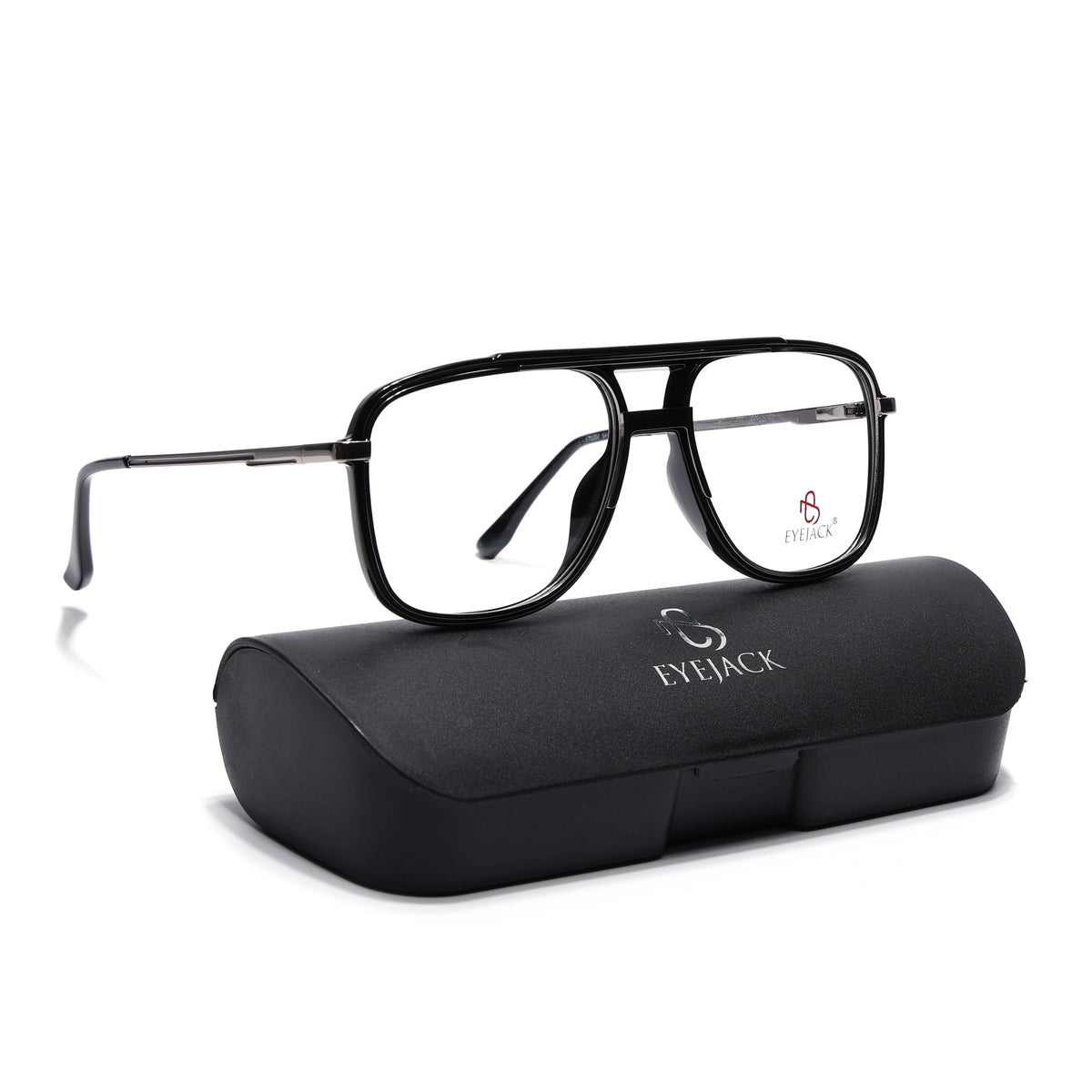 Eyejack Skyline Black & Silver Wayfarer Eyeglasses for Men & Women (170207FCL2025-C1)