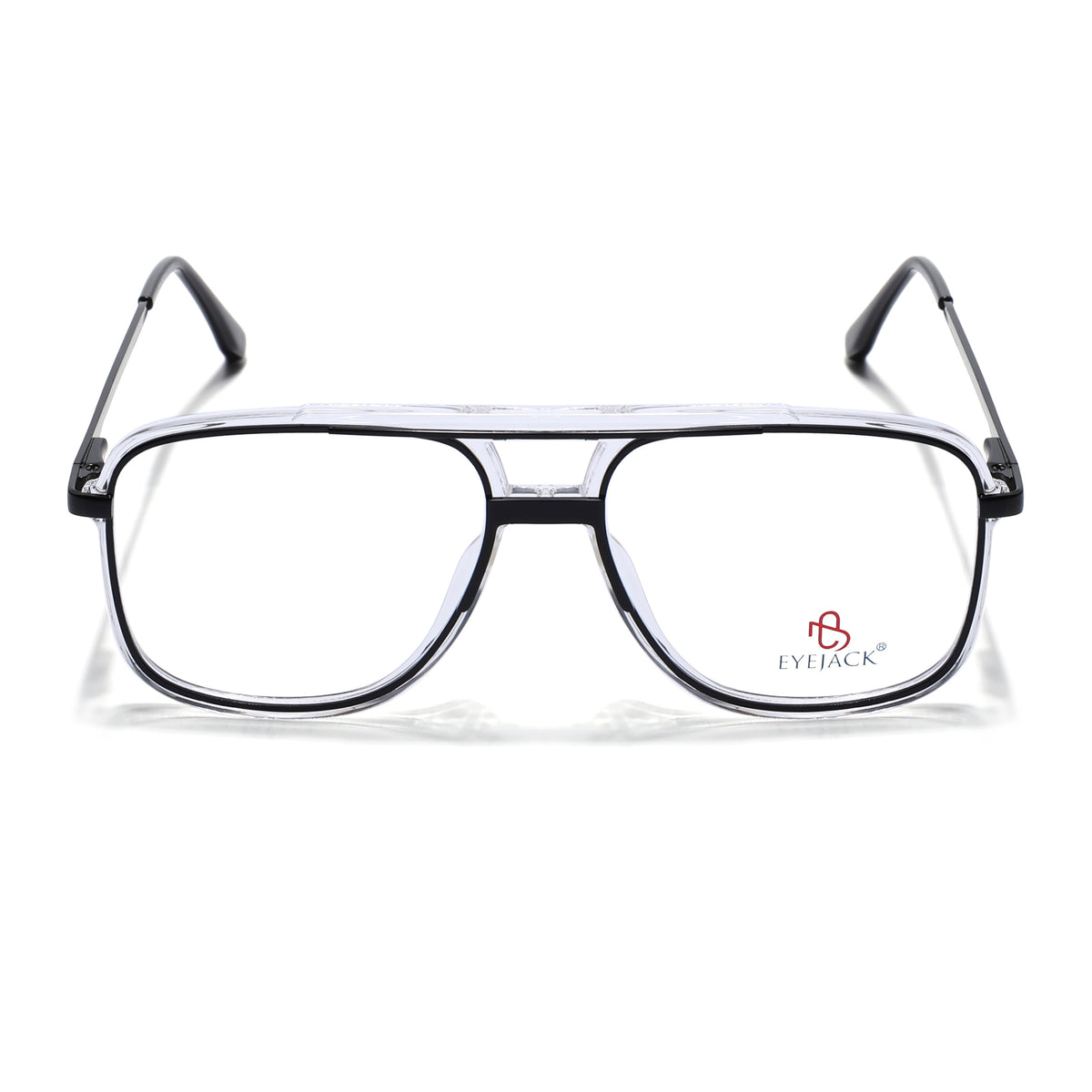 Eyejack Skyline Black & Transparent Wayfarer Eyeglasses for Men & Women (170207FCL2026-C2)