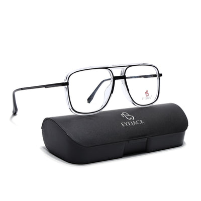Eyejack Skyline Black & Transparent Wayfarer Eyeglasses for Men & Women (170207FCL2026-C2)