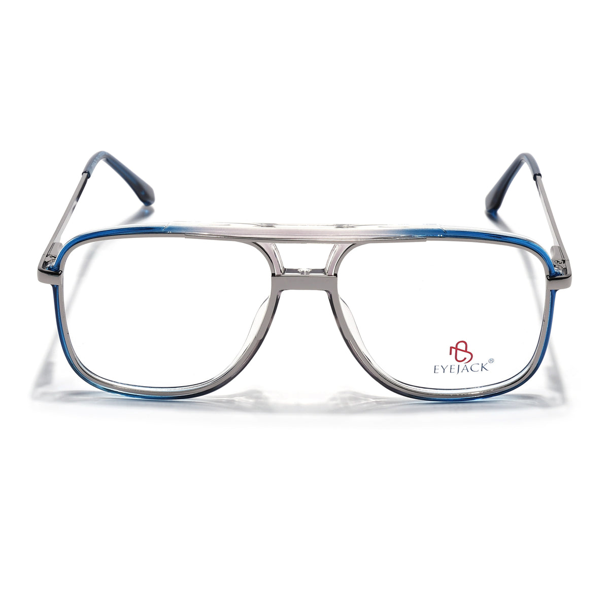 Eyejack Skyline Silver & Blue Wayfarer Eyeglasses for Men & Women (170207FCL2027-C3)