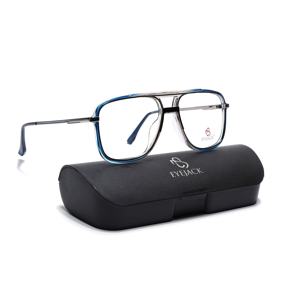 Eyejack Skyline Silver & Blue Wayfarer Eyeglasses for Men & Women (170207FCL2027-C3)