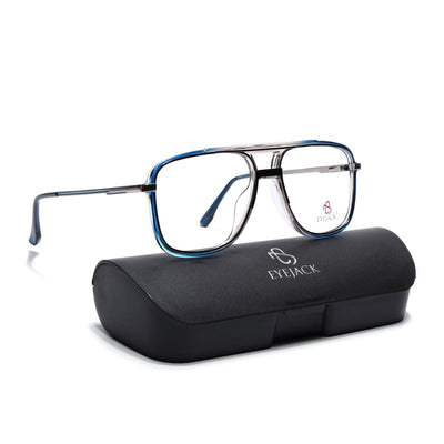 Eyejack Skyline Silver & Blue Wayfarer Eyeglasses for Men & Women (170207FCL2027-C3)