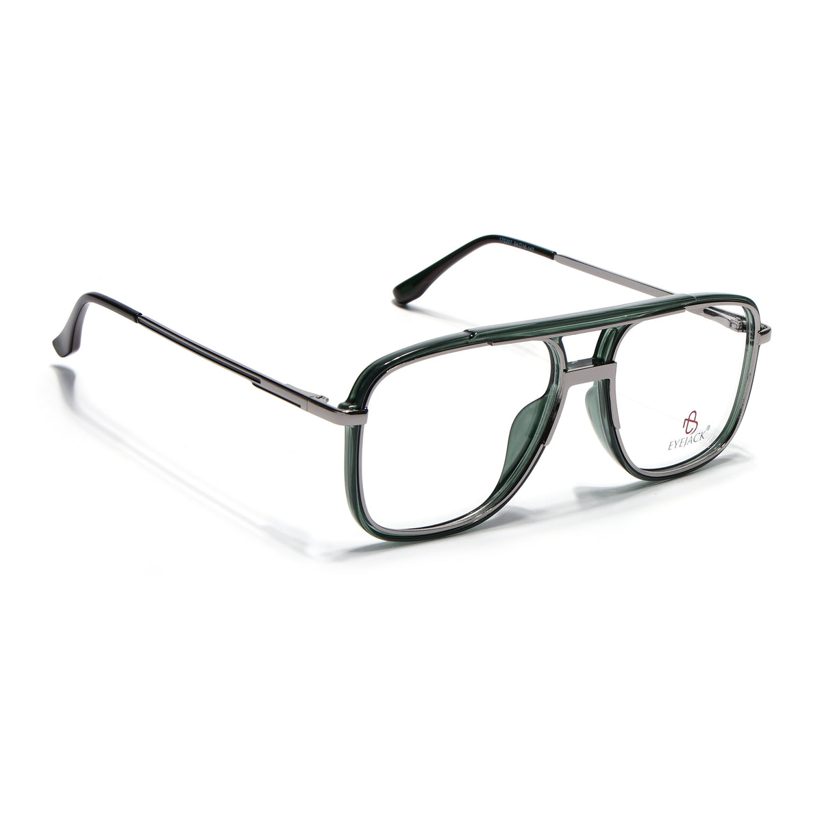 Eyejack Skyline Silver & Green Wayfarer Eyeglasses for Men & Women (170207FCL2028-C4)