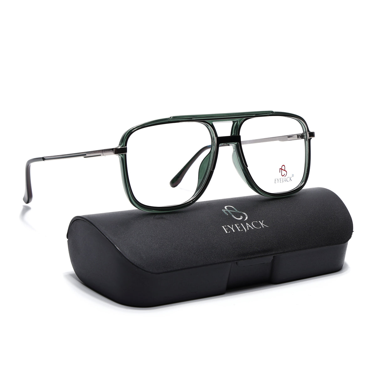 Eyejack Skyline Silver & Green Wayfarer Eyeglasses for Men & Women (170207FCL2028-C4)