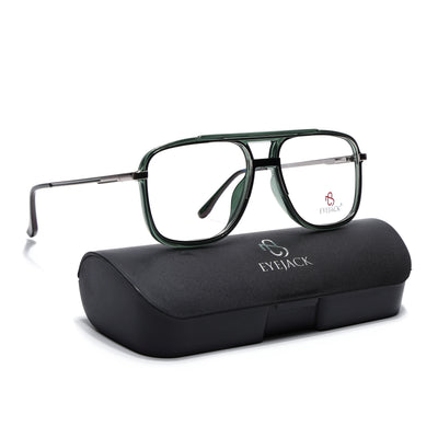 Eyejack Skyline Silver & Green Wayfarer Eyeglasses for Men & Women (170207FCL2028-C4)