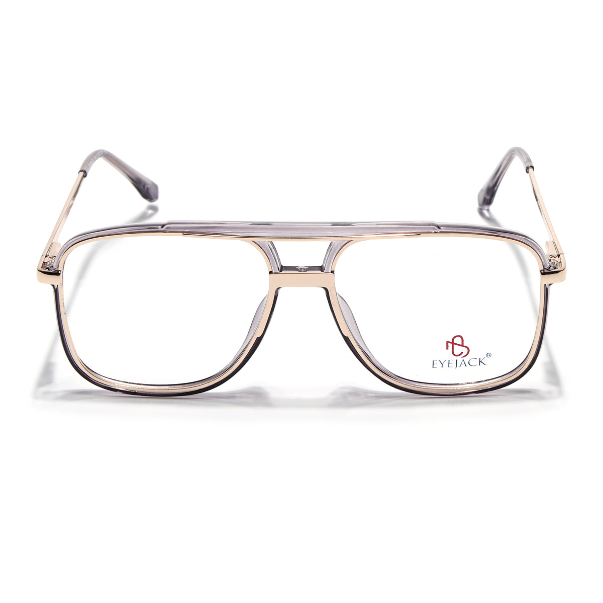 Eyejack Skyline Golden & Grey Wayfarer Eyeglasses for Men & Women (170207FCL2030-C6)