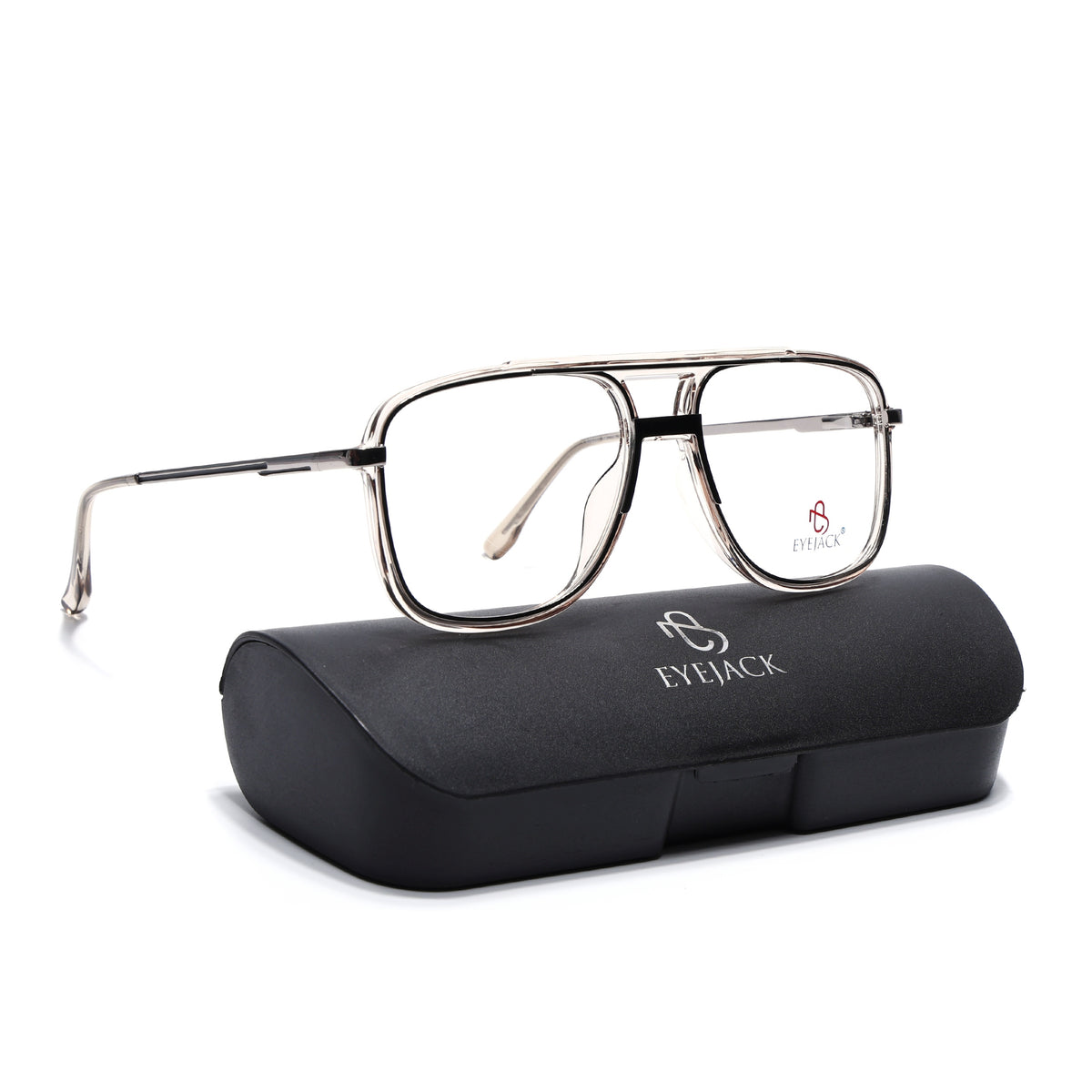 Eyejack Skyline Silver & Transparent Wayfarer Eyeglasses for Men & Women (170207FCL2031-C7)