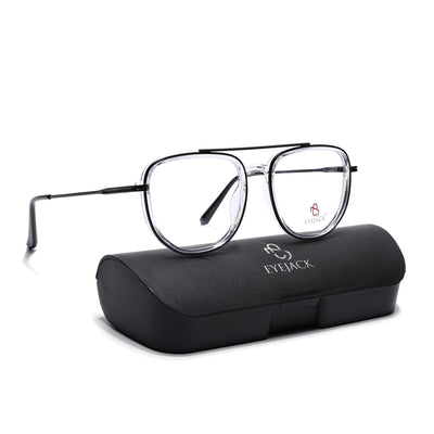 Eyejack Skyline Black & Transparent Wayfarer Eyeglasses for Men & Women (170208FCL2033-C2)